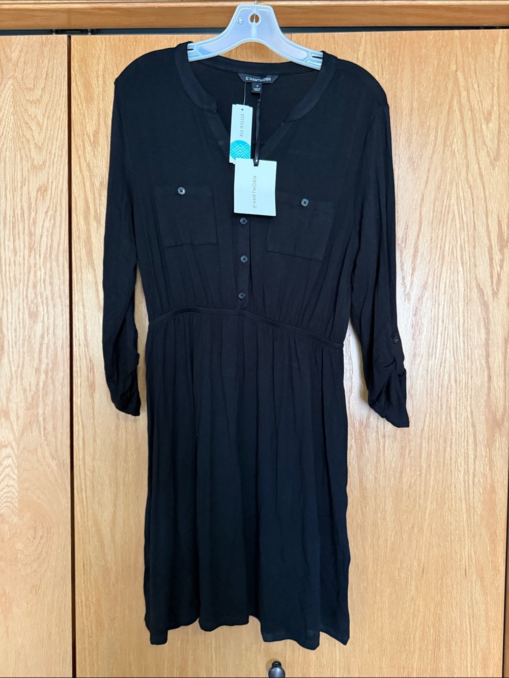 41 Hawthorn Black Button-Front Midi Dress